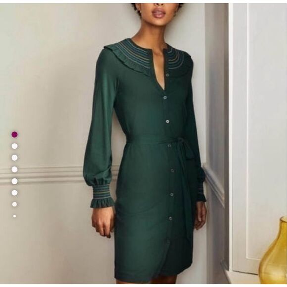 Boden smocked wrap tie jersey dress - Picture 1 of 7